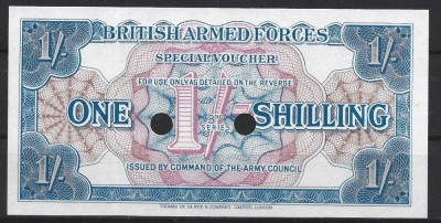 !!! RARR : MAREA BRITANIE , VOUCHER MILITAR - 1 SHILLING (1956} - P M26 b - UNC / CEL DIN SCAN foto