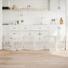 VidaXL Poartă c&acirc;ini pliabilă cu ușă, 6 panouri, alb, 300 cm, lemn plop 352245