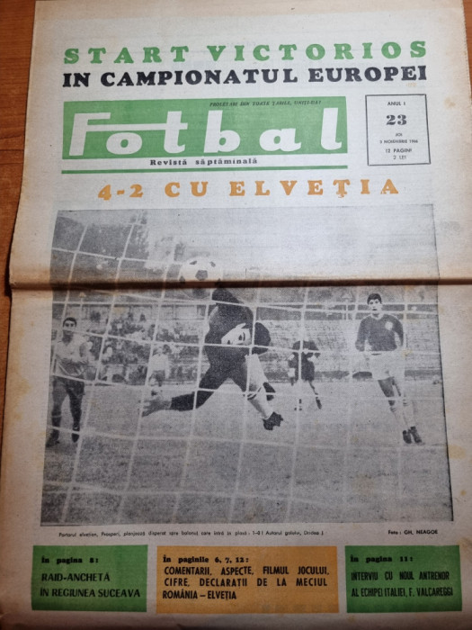 fotbal 3 noiembrie 1966-regiunea suceava,romania-elvetia 4-2