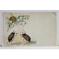 GANDACEI SI LACRAMIOARE , CARTE POSTALA , CROMOLITOGRAFIE EMBOSATA , CLASICA