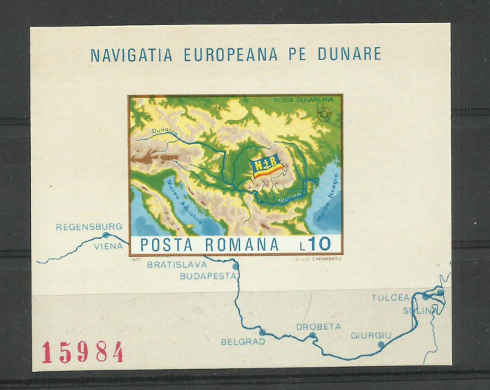 Romania MNH 1977 - Navigatia pe Dunare - LP 950 - calitate foarte buna