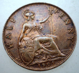 7.628 MAREA BRITANIE VICTORIA 1/2 HALF PENNY 1901, Europa, Bronz