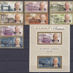 DB Yemen 1966 Churchill 8 v. + 2 SS ( SS cu moneda noua ) 2 poze MNH