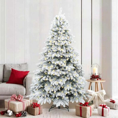 Brad de Crăciun artificial cu 300 LED Verde 210 cm PE și PVC foto