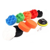 Set bureti pentru polisare auto 9 piese AMiO, 8 bureti de polisat 80 mm, blana de polisare, disc cu arici si adaptor universal M14 pentru bormasina,