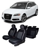 Cumpara ieftin Set huse scaune AUDI A3 2012-2020 (BANCHETA FRACTIONATA) CU TETIERE SPATE IN FORMA DE L