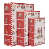 Cumpara ieftin Set 3 cutii Craciun tip carte mdf multicolor HF (3) 27x22x7 / 22x17x6 / 17x12x4 cm