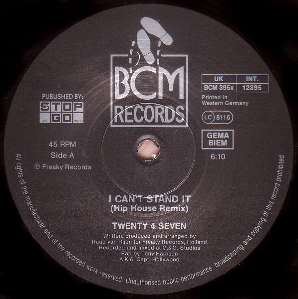 Twenty 4 Seven feat. Capt. Hollywood - I Can&#039;t Stand It! (Vinyl)