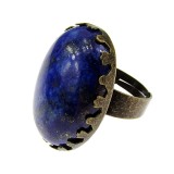 Cumpara ieftin Inel aliaj reglabil masiv cu lapis lazuli 25x18 MM