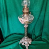 LAMPA MARE CU PETROL SI BAZINUL PICTAT - FRANTA anii 1880