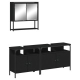 Cumpara ieftin Set mobilier de baie, 3 piese, negru, lemn compozit