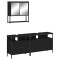 Set mobilier de baie, 3 piese, negru, lemn compozit