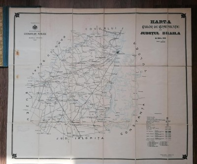Harta cailor de comunicatie din judetul Braila pe anul 1908 foto