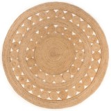 vidaXL Covor din iută cu design &icirc;mpletit, 210 cm, rotund