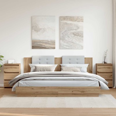 vidaXL Noptiere, 2 buc., stejar artizanal 40x35x62,5 cm lemn prelucrat 856525 foto