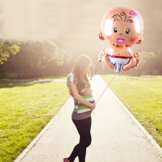 Balon folie Fetita, figurina Baby Girl, 72x50 cm, aer sau heliu foto