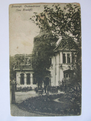 Rară! Carte poștală București:Restaurant Chateaubriand-Vila Gănescu,circul.1927 foto