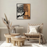 Decoratiune de perete, Tree Woman, 50% lemn/50% metal, Dimensiune: 50 x 3 x 58 cm, Nuc negru, Skyler