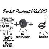 Set Cadou Pasionati Volvo , 13 Stickere Personalizate, Breloc 3D si Air Freshener Roata 3D