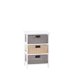 Comoda lemn alb poliester maro gri 40 x 29 x 58 cm
