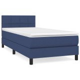 Cumpara ieftin Pat box spring cu saltea, albastru, 80x200 cm, textil