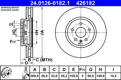 ATE 24.0126-0182.1 Disc frana foto