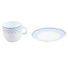 Ceasca si farfurioara 21026, sticla termica, alb + albastru, 250 ml