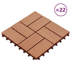 vidaXL Plăci de pardoseală, 22 buc., culoare tec, 30x30 cm, WPC, 2 mp