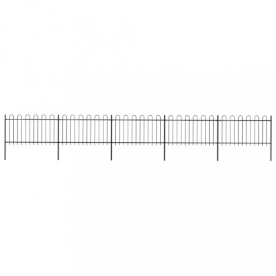 vidaXL Gard de grădină cu v&amp;acirc;rf curbat, negru, 8,5 m, oțel foto