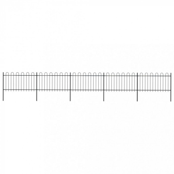 vidaXL Gard de grădină cu v&acirc;rf curbat, negru, 8,5 m, oțel