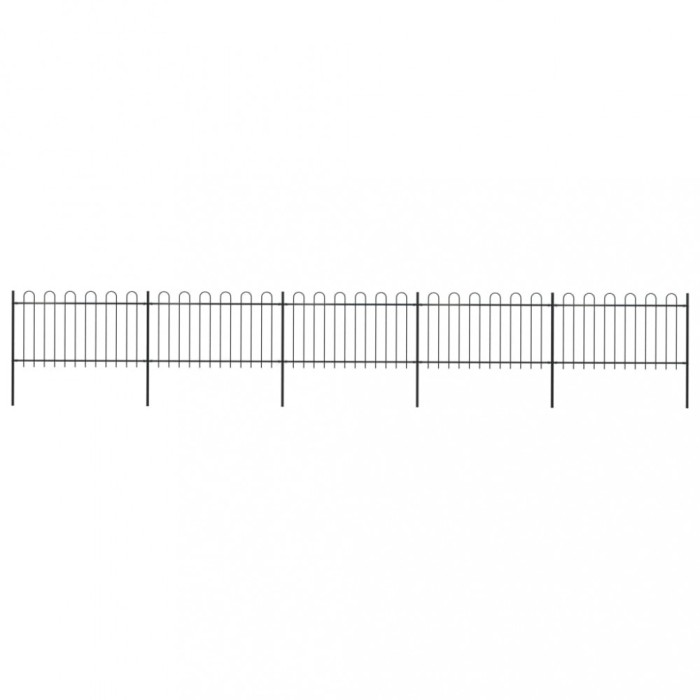 vidaXL Gard de grădină cu v&acirc;rf circular din oțel, 892,5 x 100 cm, negru 277660