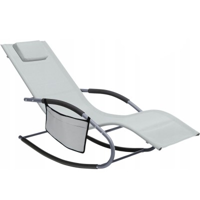 Leagan tip sezlong pentru gradina 148x63x87 cm, structura otel, textilen, design ergonomic, gri deschis Household NewTrend foto