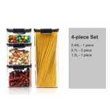 Set 4 Cutii depozitare pentru bucatarie, Flippy, 1x0.46 L, 2x0.7 L, 1x1.3 L