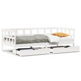 Cumpara ieftin Pat de zi cu sertare, alb, 90x190 cm, lemn masiv pin