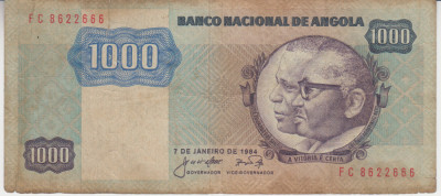 M1 - Bancnota foarte veche - Angola - 1000 kwanzas foto