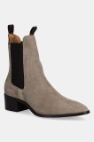 Gant botine din piele &icirc;ntoarsă St Broomly culoarea bej, cu toc plat, 31553093