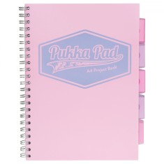 Caiet cu Spirala si Separatoare Pukka Pad Project Book Pastel A4, Dictando, 200 Pagini, Coperta Roz