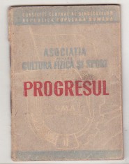bnk div Asociatia pentru cultura fizica si sport Progresul Bucuresti - carnet de membru