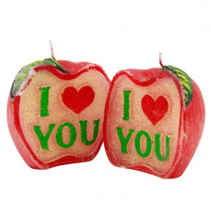 Lumanare decor Love Apple, ceara, diametrul 9 cm foto