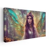 Tablou portret femeie cu aripi de fluture, roz 1730 Tablou canvas pe panza CU RAMA 40x80 cm