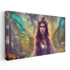 Tablou portret femeie cu aripi de fluture, roz 1730 Tablou canvas pe panza CU RAMA 60x120 cm