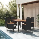 VidaXL Set mobilier de grădină cu perne, 7 piese, negru, poliratan 3157531