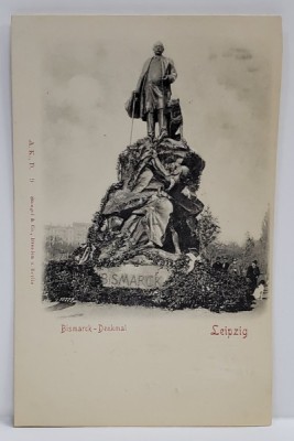 LEIPZIG , MONUMENTUL LUI BISMARCK , CARTE POSTALA ILUSTRATA , EMBOSATA , IMAGINEA IN RELIEF , CLASICA foto