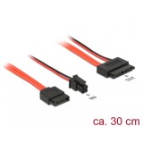 Cablu Slim SATA 13 pini la SATA III date + alimentare 4 pini 30cm, Delock 84848