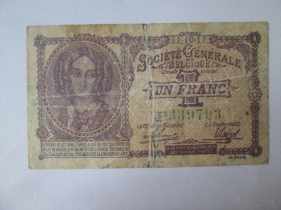 Rara! Belgia 1 Franc 1917 foto