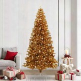 VidaXL Brad de Crăciun cu 300 LED cu suport Auriu 240 cm PET 3396647