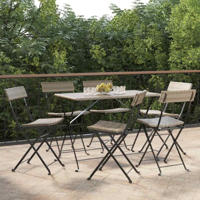 vidaXL Scaune de bistro pliabile, 6 buc., gri, poliratan și oțel 3152119