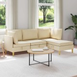 vidaXL Set de mobilier pentru living cu pernă 4 pcs Crem Țesătură 3413710