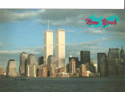 SUA NEW YORK CITY: WTC TWIN TOWERS DOWNTOWN MANHATAN UNUSED POSTCARD foto