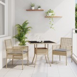 vidaXL Set de dining pentru grădină 3 piese bej ratan sintetic